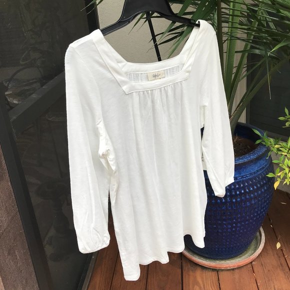 STYLE & CO | Square Neck White Boho Top - Medium - Picture 7 of 7
